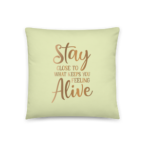 STAY CLOSE TO WHAT KEEPS YOU FEELING ALIVE Pillow