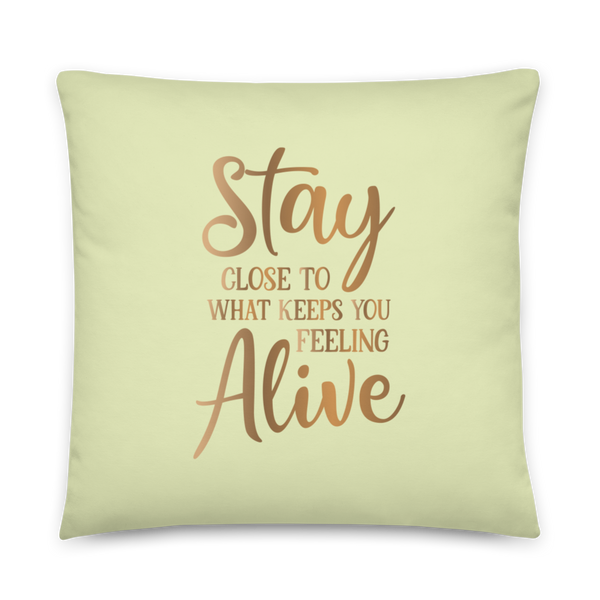 STAY CLOSE TO WHAT KEEPS YOU FEELING ALIVE Pillow